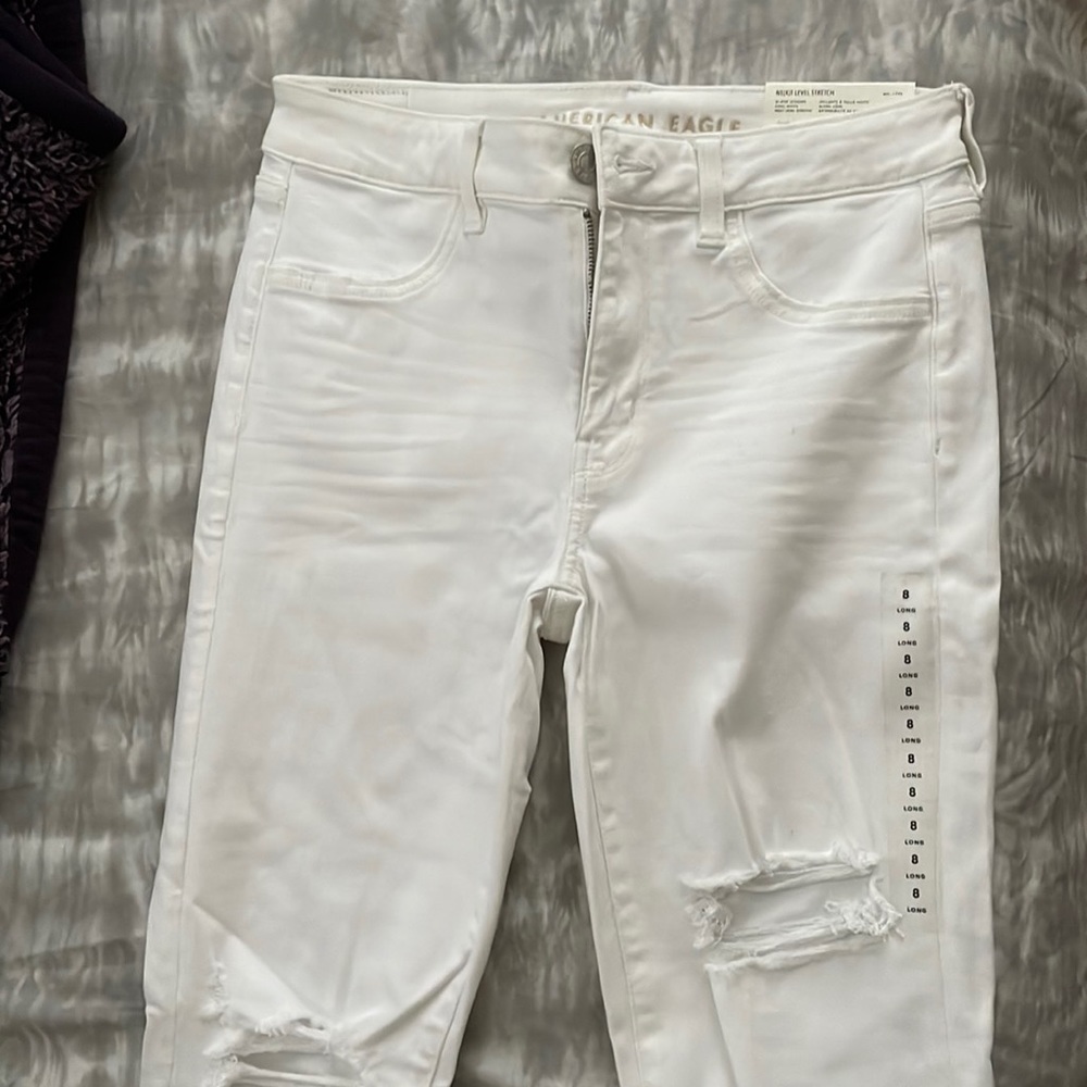 American Eagle White 8 Long Hi-Rise Jeggings